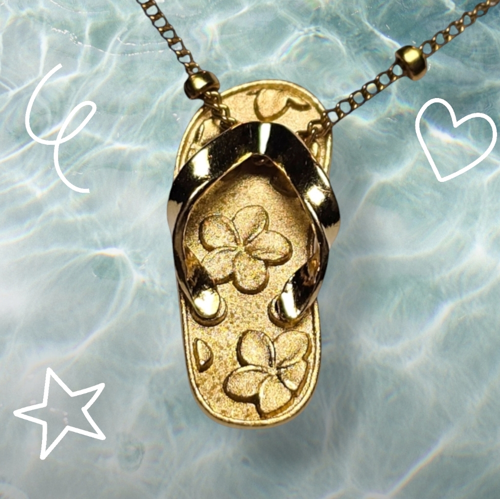 Vintage 14k solid gold slippa flip flop pendant